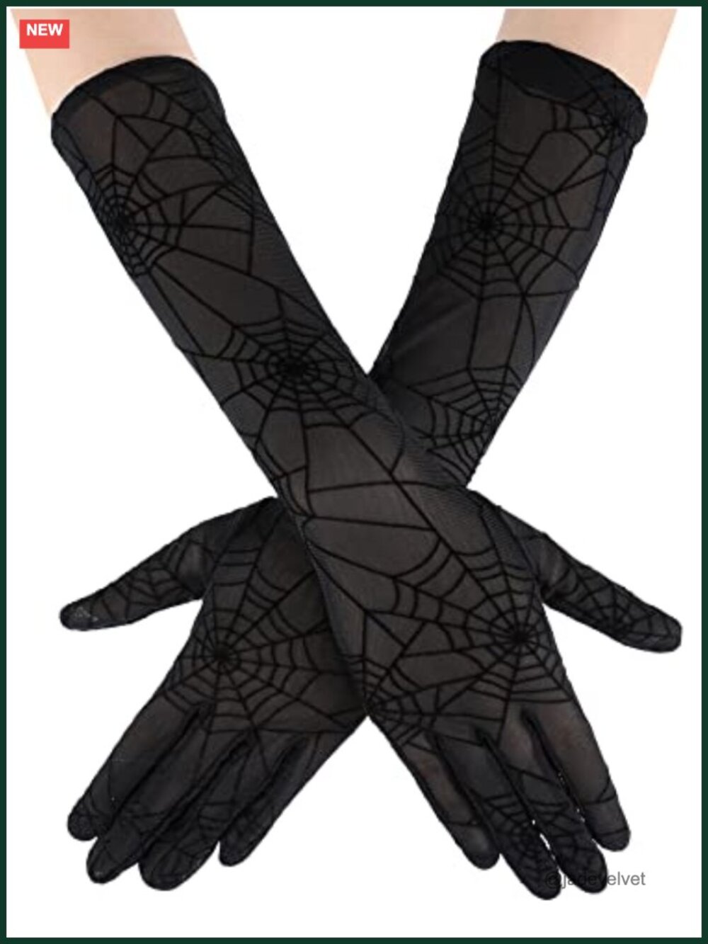 Lace Mesh Spider Web Gloves Full Finger Costume Accessory One Size